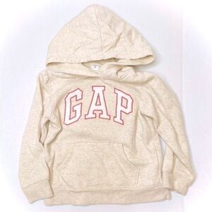 Gap Kids Logo Hoodie In Oatmeal And Rosey Pink